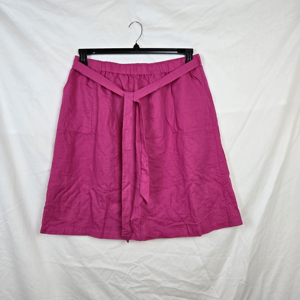 J. Crew Women's Pink Pull On Front Tie Modest Linen‎ Blend Midi Skirt XL NWOT